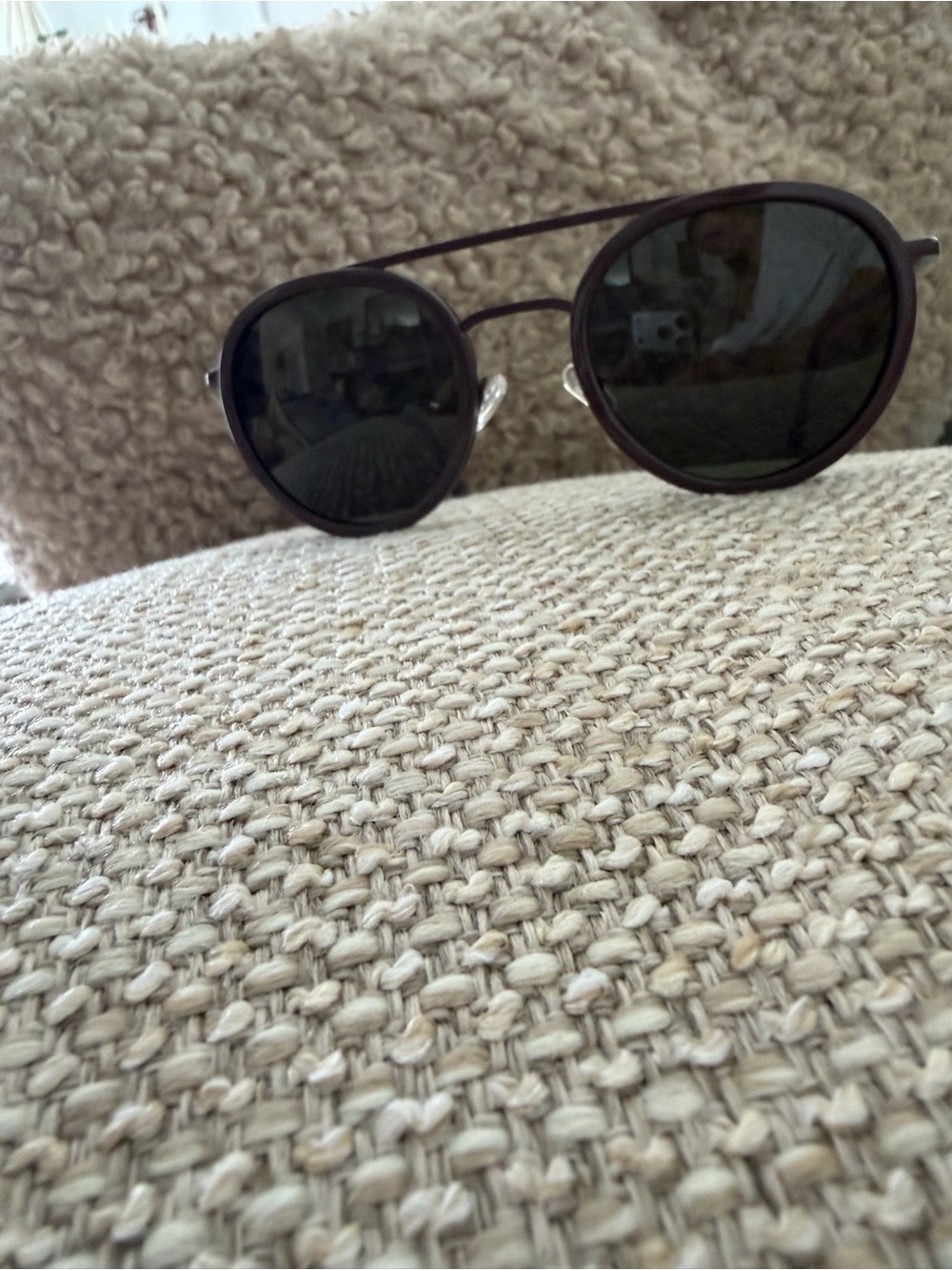 Vuarnet Round Aviator Sunglasses in Dark Brown with Black Lenses